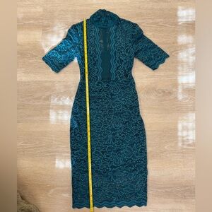 Express Teal Long Sleeve Lace Dress
